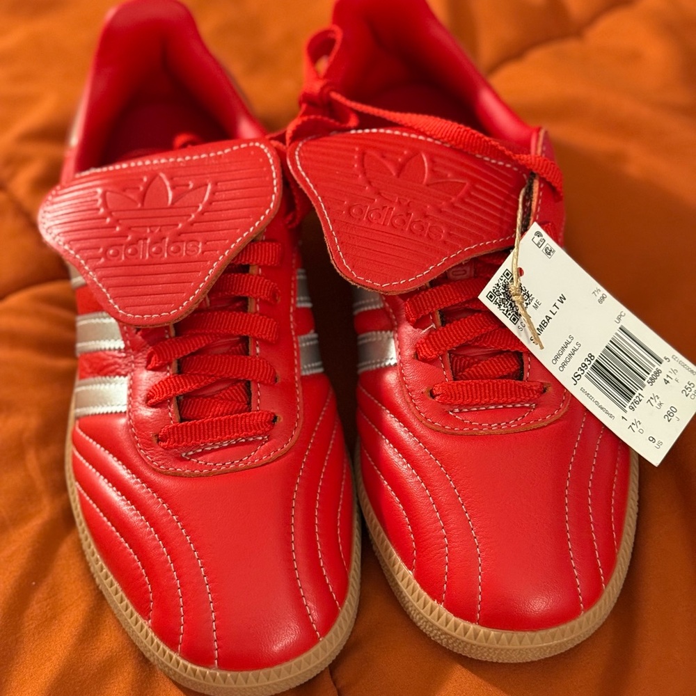 Adidas Samba Women's Red and Silver Sneakers